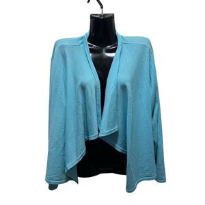 Avenue Women's Plus Size 18‎ Blue Long Sleeve Open Front Cardigan